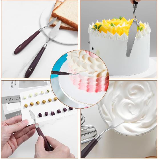 5PCS Cake Cream Spatula, Stainless Steel Icing Frosting Spatula for Cake Decorating, Art Painting Baking Pastry Tool for Fondant Chocolate Cream