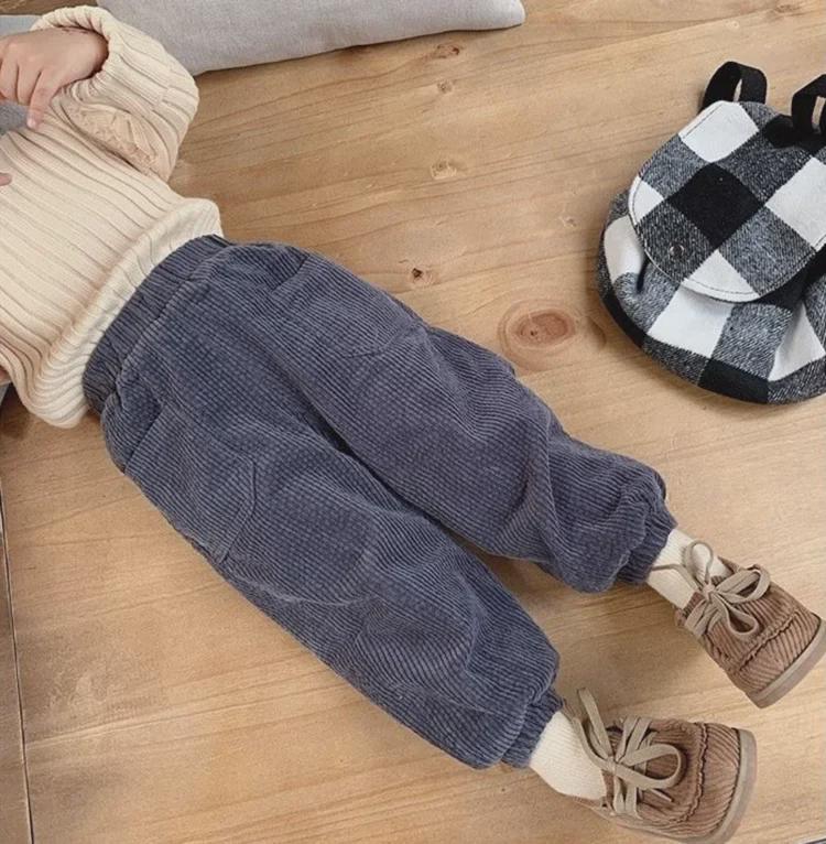 Autumn & Winter Girls' Velvet-Lined Corduroy Pants – Thickened Casual & Trendy Boys' Sportswear for Kids