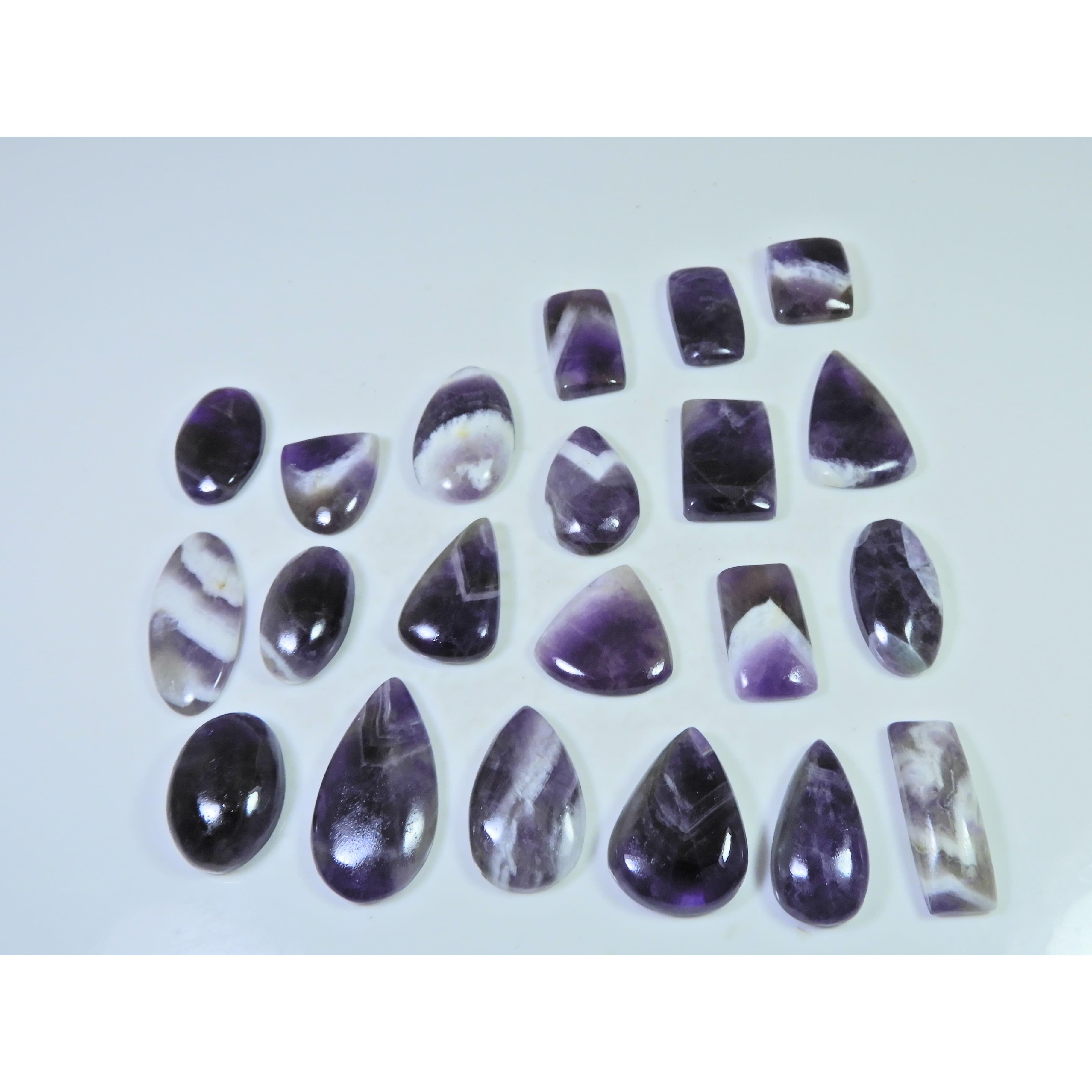 

345Cts. Natural Amethyst Lace Agate Mix Cabochon Loose Gemstone 21 Pcs Lot C-809