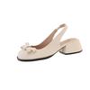 Fashion Hot Selling 2025 Heeled Sandals Women's Female Shoe Square Toe New Open Block Girls Bow Comfort Summer Low Closed Casual Sandal