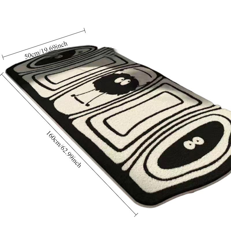 1PCS Cartoon Black White Faux Sheepskin Bedside Rug Non-Slip Sofa Carpet for Living Room Indoor Floor Mat Bedroom Study Balcony