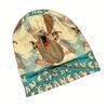 Biihudu Men'S Caveman Beanie Hat - Funny Captain Caveman Retro Comic Design, Beige/Teal/Blue Vintage Style Winter Skull Cap For