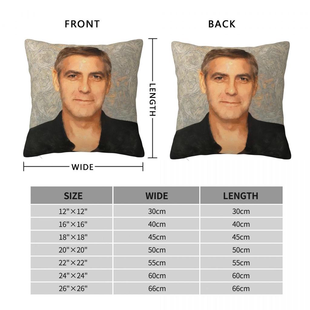 George Clooney Square Pillowcase Polyester Linen Velvet Pattern Zip Decor Throw Pillow Case Car Cushion Case