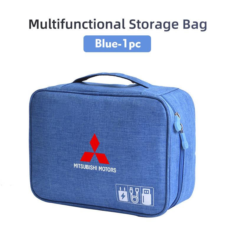 Car Logo Oxford Cloth Digital Storage Bag Charger Data Cable For Mitsubishi Outlander Pajero Sport Lancer EX ASX L200 Eclipse