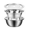 Stainless Steel Vegetable Slicer Grater 3 in 1 Multifunctional Rice Washing Drain Basket Sink Vegetable Cutter Colander Kitchen