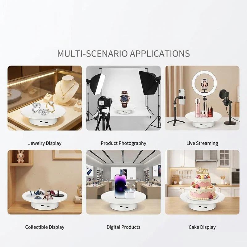 Electric 360° Rotating Display Turntable 15/20cm Stand for Jewelry Small Product Shooting Showcase