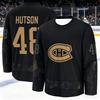 Tuta da Allenamento per Hockey su Ghiaccio Maschile Canadese - Traspirante, Asciugatura Rapida Versione Nera e Oro Manica Lunga Top Famiglia