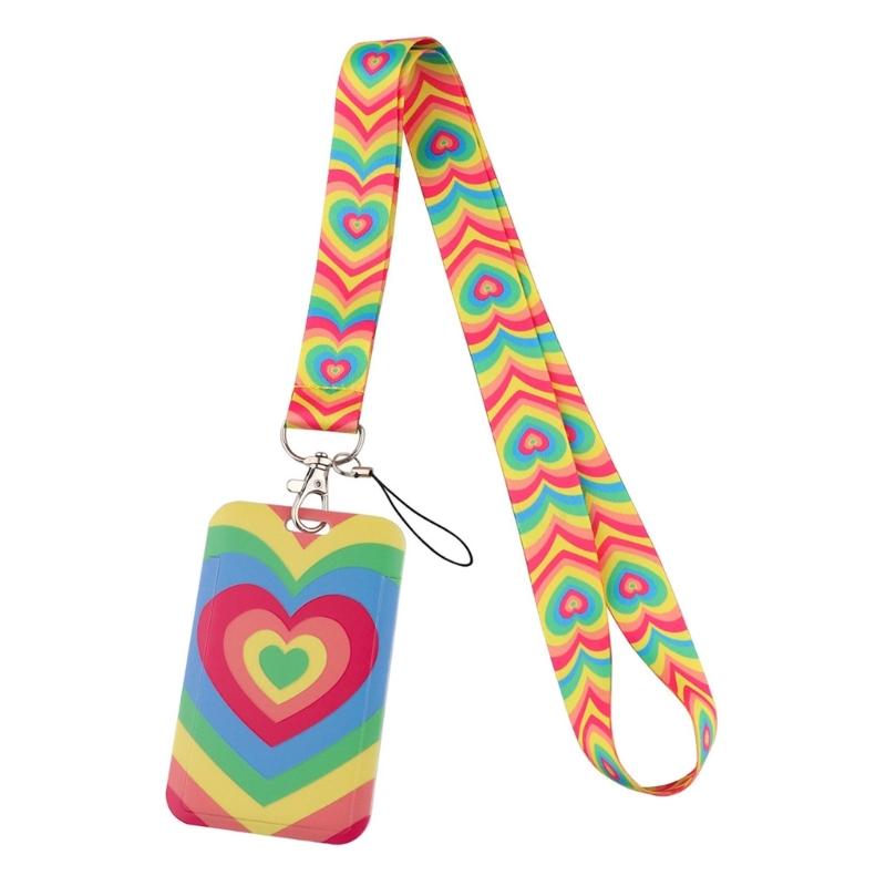 Lanyard mit Kartenetui Herzmuster ABS Kartenhalter Handy-Lanyard Kartenhülle für Arbeit Ausweishalter Buskarte Schlüsselzubehör