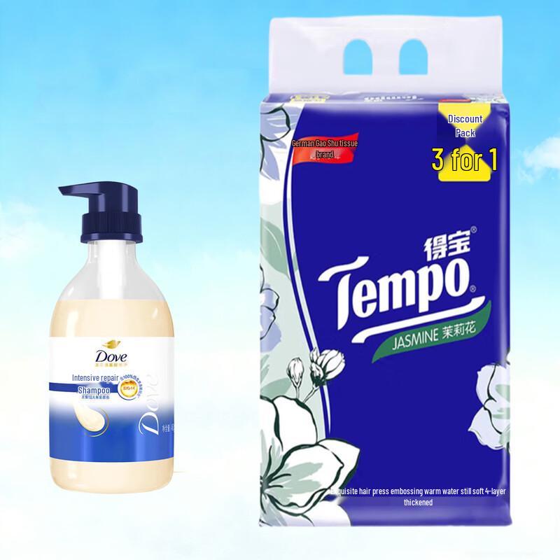 

Dove Hydrating Shampoo & Tempo Jasmine Tissues Bundle