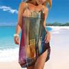 Abito da Spiaggia da Donna Mini Abito Stampa Casual Moderno Senza Maniche Vestibilità Larga Esterno Quotidiano Estate