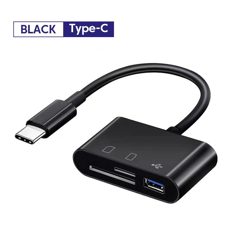3-in-1 Type C Card Reader Micro SD TF Memory Card Reader External U Disk Adapter for iPhone 15 Serie Laptop Tablet OTG Converter