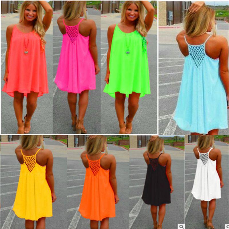 Women's Elegant Summer Beach Wear Bikini Cover Up Boho Swimwear Swing Sun Dress