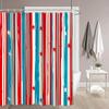 Watercolor Stripe & Star Shower Curtain 1Pc With 12 Hooks For Bathroom Home Decor Polyester 2D Flat Print 70.8X70.8 Inch