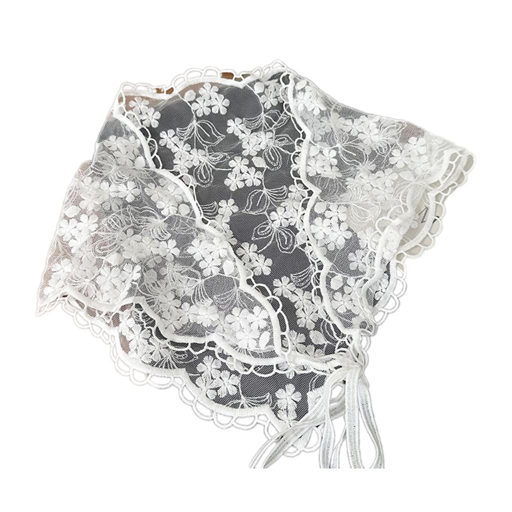 Vintage Style Lace Triangle Scarf for Home Decors Fashion Headwrap with Floral Patterns and Breathable Polyester Fabric