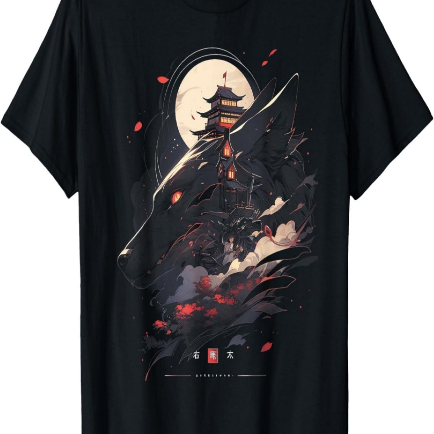 Japenese Wolf Wolves Manga Tokyo Cherry blossoms T-Shirt(1) S