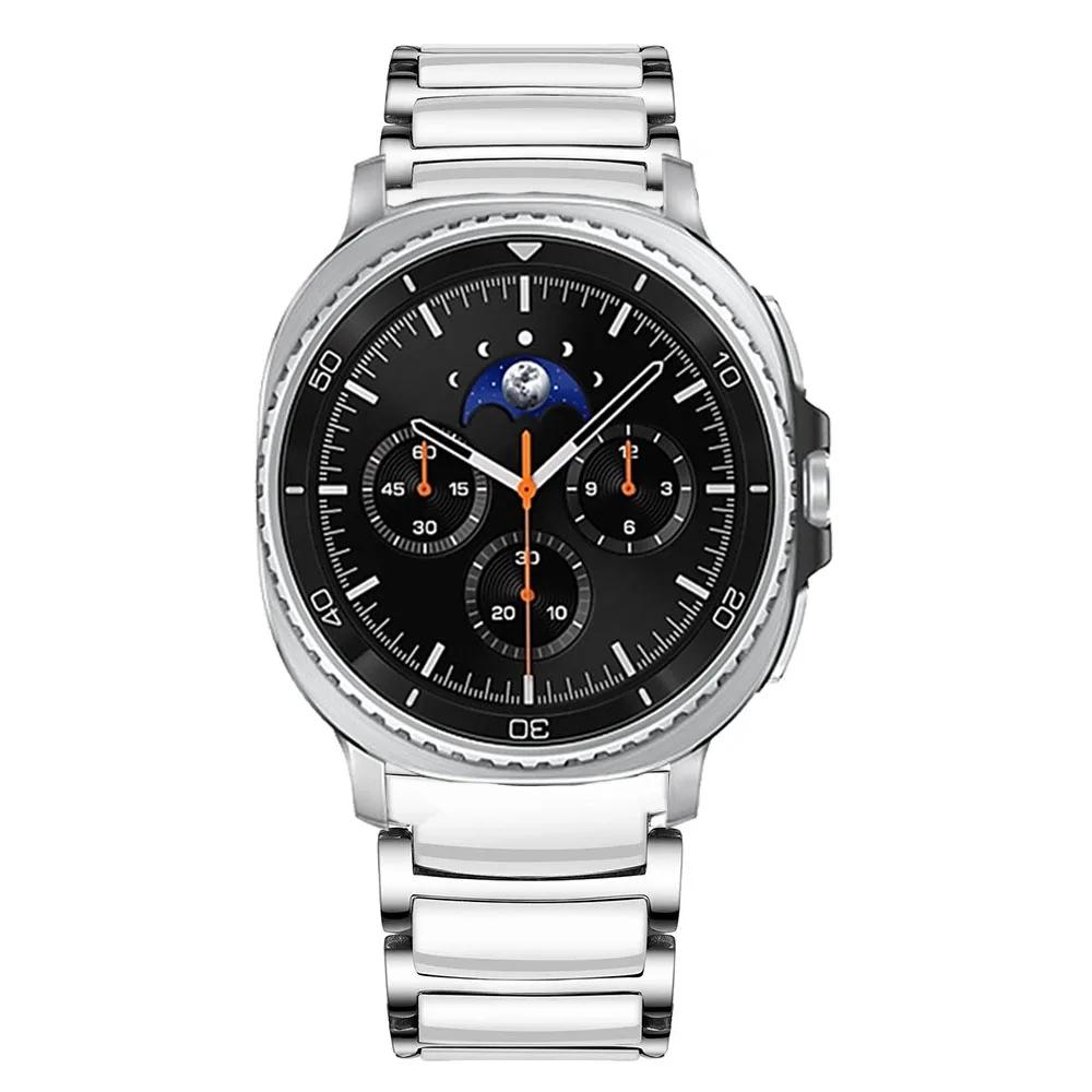 

Ceramic Strap for Samsung Galaxy Watch 8 Classic 46mm Metal Wristband for Galaxy Watch 8 44mm 40mm/Ultra 47mm Bracelet Belt Galaxy Watch 8 40mm серебро белый