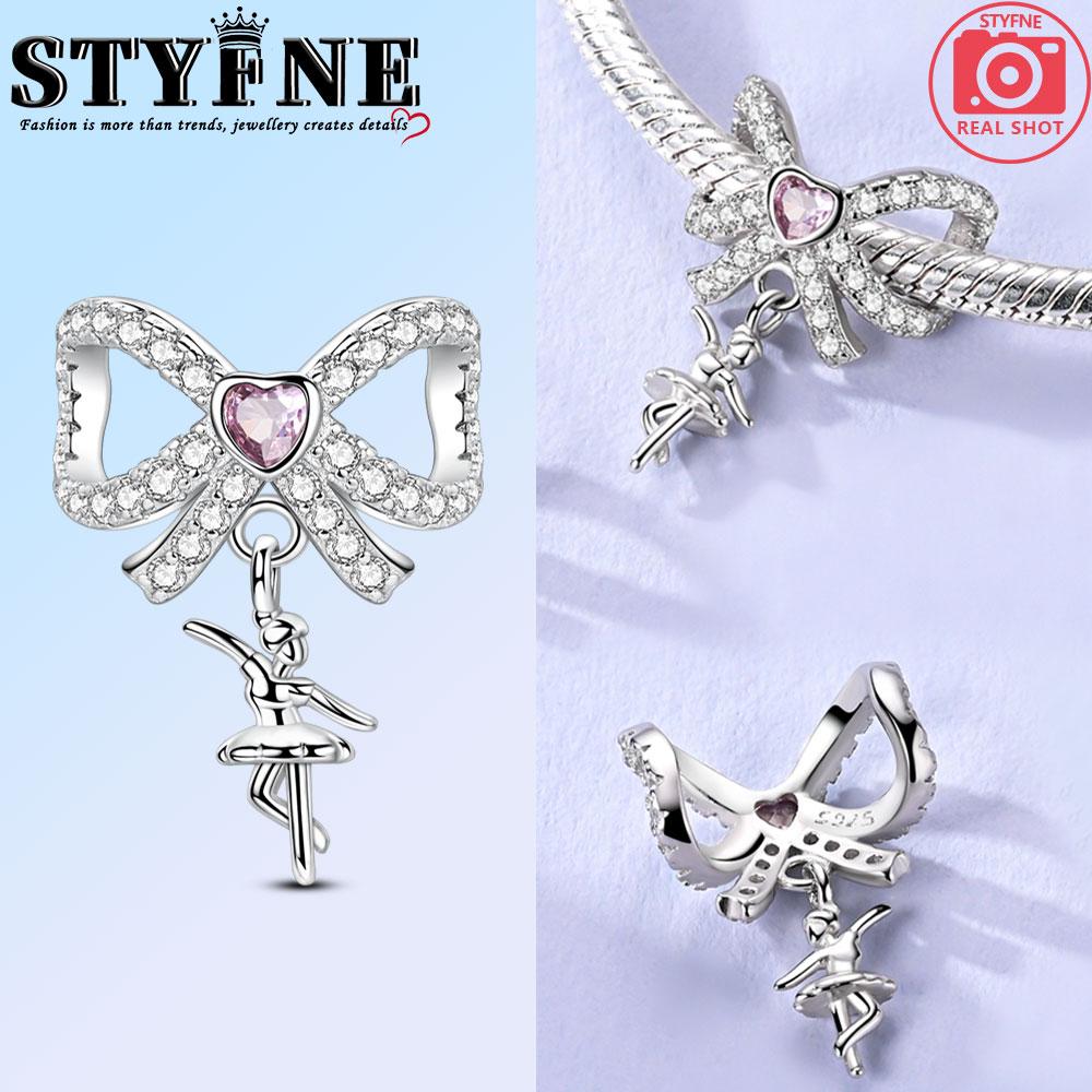 Copper Bow Charms Copper Pink Heart-Shaped Bow Pendants Charms Beads Fit Original Bangle Bracelets Diy Jewelry