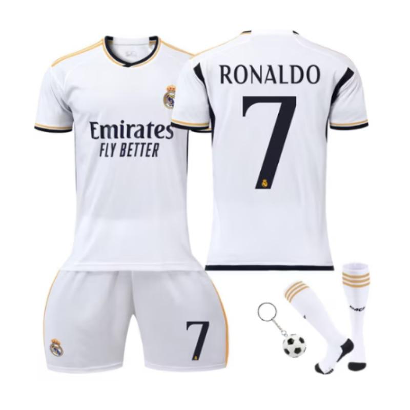 Real Madrid Ronaldo Fotbalový dres Dětský Polyester Prodyšný Rychleschnoucí Tréninkový Zápasový Set