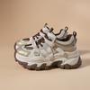Coffee Women's New Spring and Autumn Leather Breathable Thick Sole Heightening Casual Sports Shoes Women's Versatile Trend