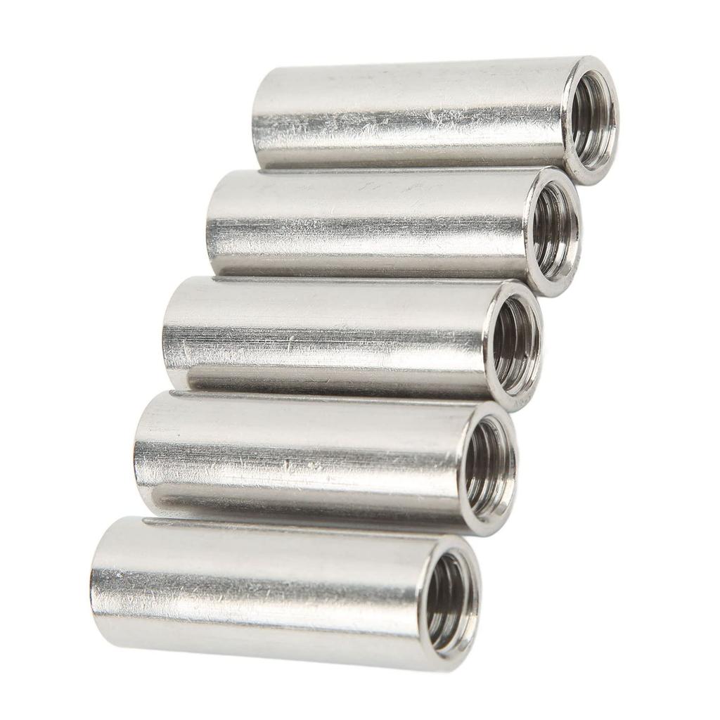 J-ouuo pcs Coupling Nut Round M12 Stainless Steel Rod Connector Nut Female Thread Fastener