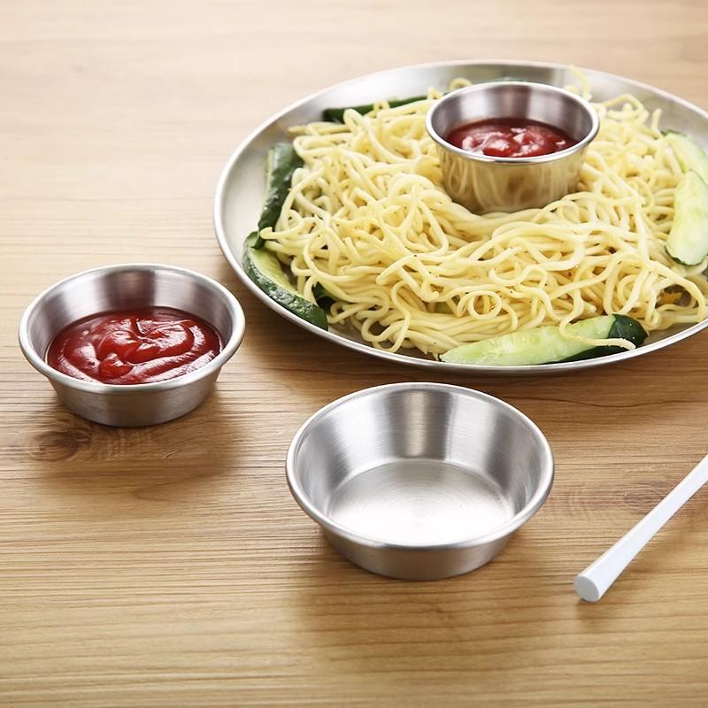 1PC Saucer Seasoning Dish Stainless Steel Spice Plate Western Restaurant Salad Small Bowl Tableware Kitchen Condime Serving Tray