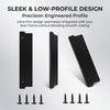Restroom Partition Privacy Cover Black 17.3 x 3.7 in Plastic Filler with Mounting Holes and Screws, 4 Pack for Stall Openings and Divider Fitting