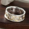 Vintage Handgeschnitzter Geometrie Damenring Zweifarbiges Metall Geometrie Tägliches Tragen Party Schmuck Jahrestagsgeschenk