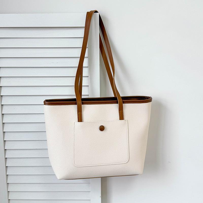 Large-capacity Bag Women's New Versatile Simple Shoulder Messenger Bag Textured College Student Commuting Tote Bag
