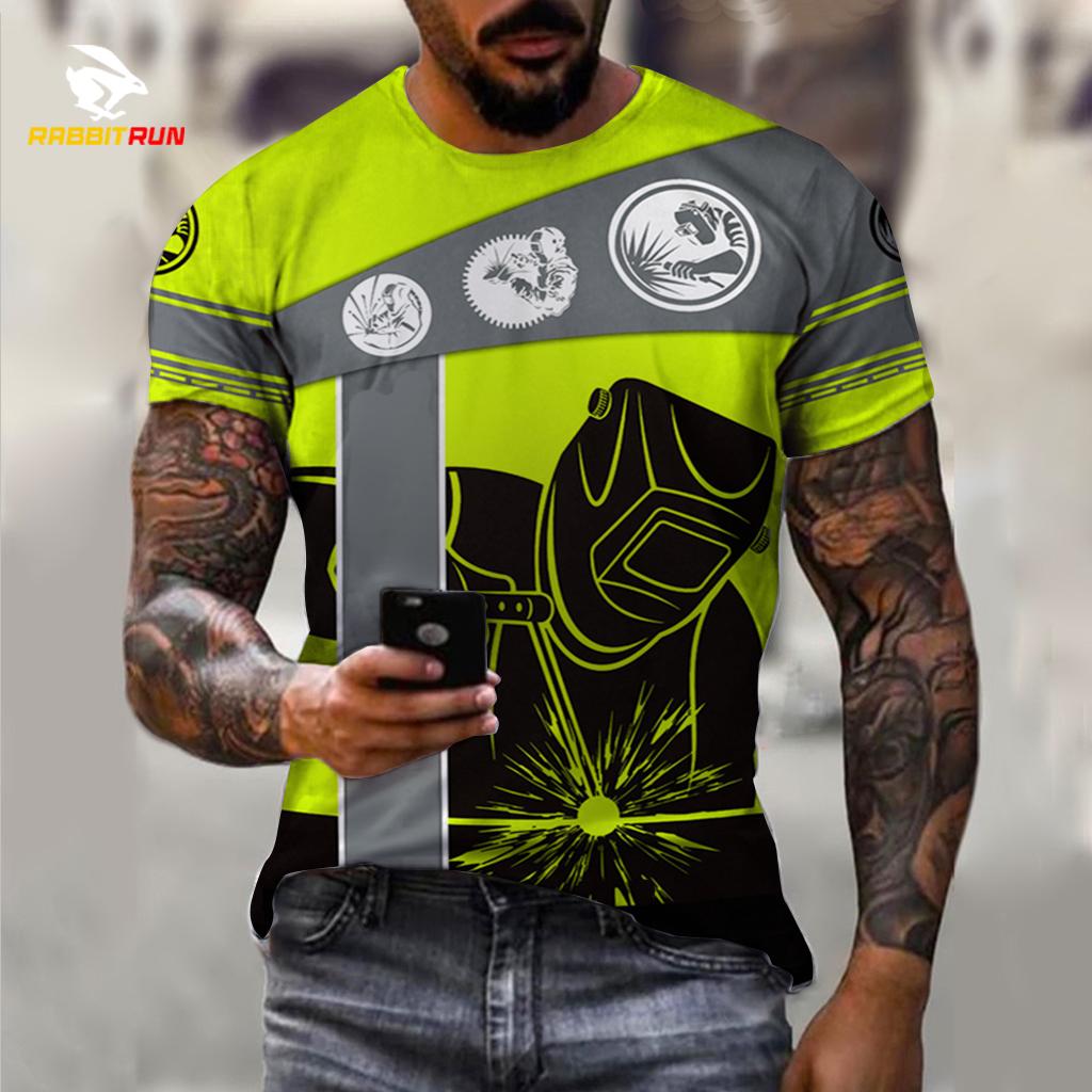 

Футболка с рисунком, мужская футболка со сварщиком для мужчин, одежда, рубашка большого размера с рисунком, повседневные летние топы с короткими рукавами с 3D принтом L