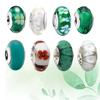 Copper Metal Green Collection Flower Four Leaf Clover Murano Glass Charm Bead Component Compatible With Bracelet High Quality Fine Jewelry Women Do