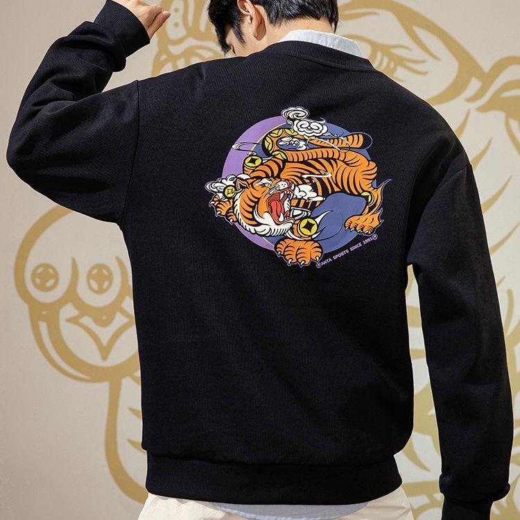 Anta Life Series Tiger Hoodie Unisex Hoodies Black 952218703-1