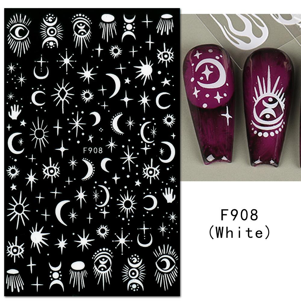 1PCS Black White Butterfly Laser Nail Stickers Nail Art Decoration Abstract Lines Bronzing Flowers Stickers For Nails
