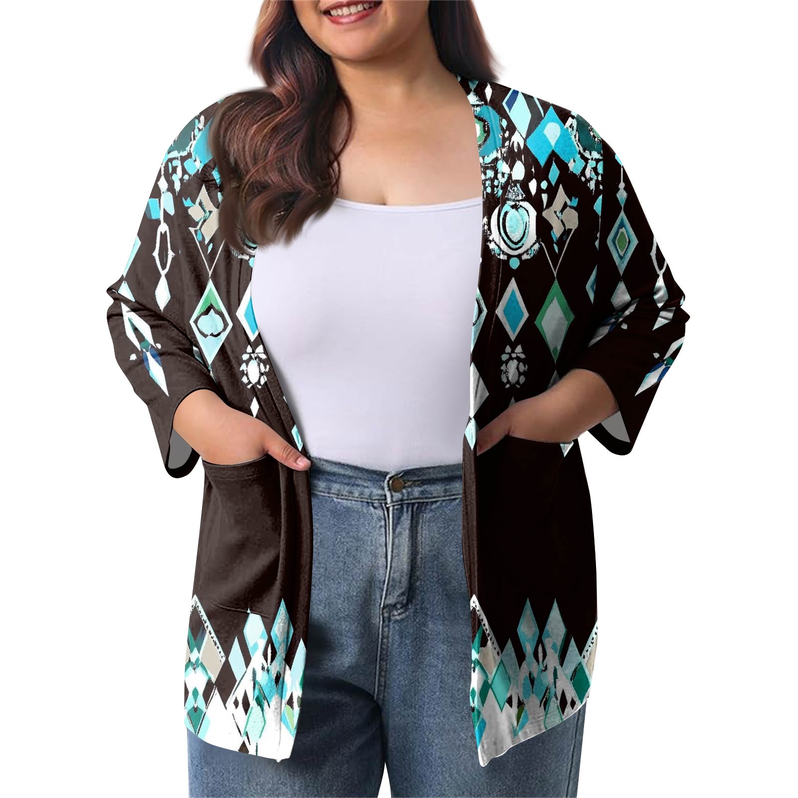 

Женский осенне-зимний модный повседневный однотонный кардиган-жакет длиной до середины бедра с рукавом 3/4 XL