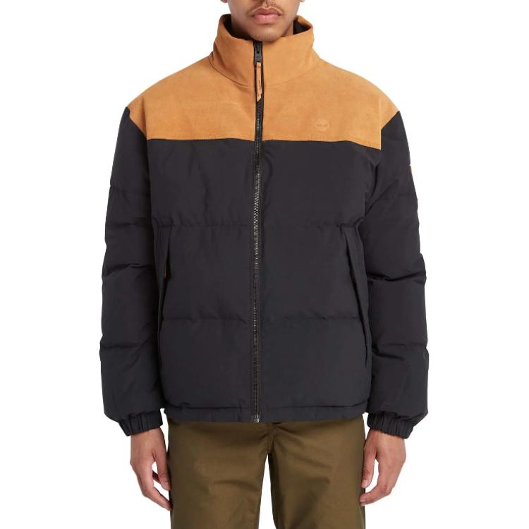 Timberland Color Block Stand Collar Zip Long Sleeve Jacket Men Jacket Black TB0A6G2N001