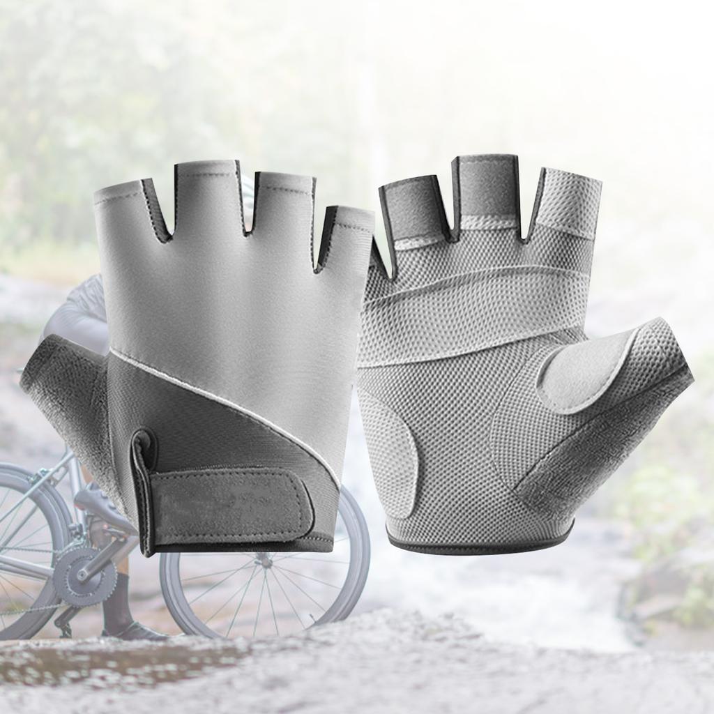 Half Finger Sports Gloves Polyester Unisex Anti Slip Breathable Sun Cycling Gloves for Workout Motorcycle Gym