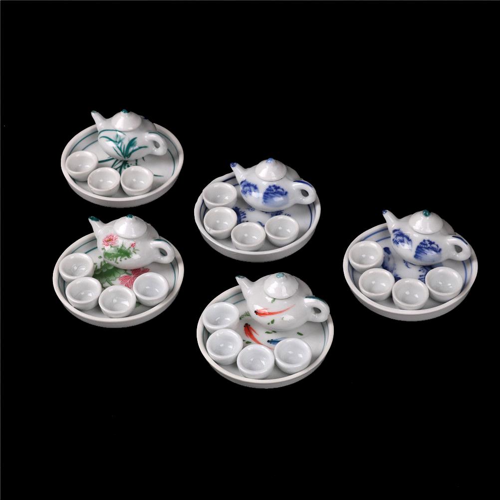 

1Set Dollhouse Kid Pretend Play Miniature Dining Ware Porcelain Tea Set Dish Cup Plate TOY