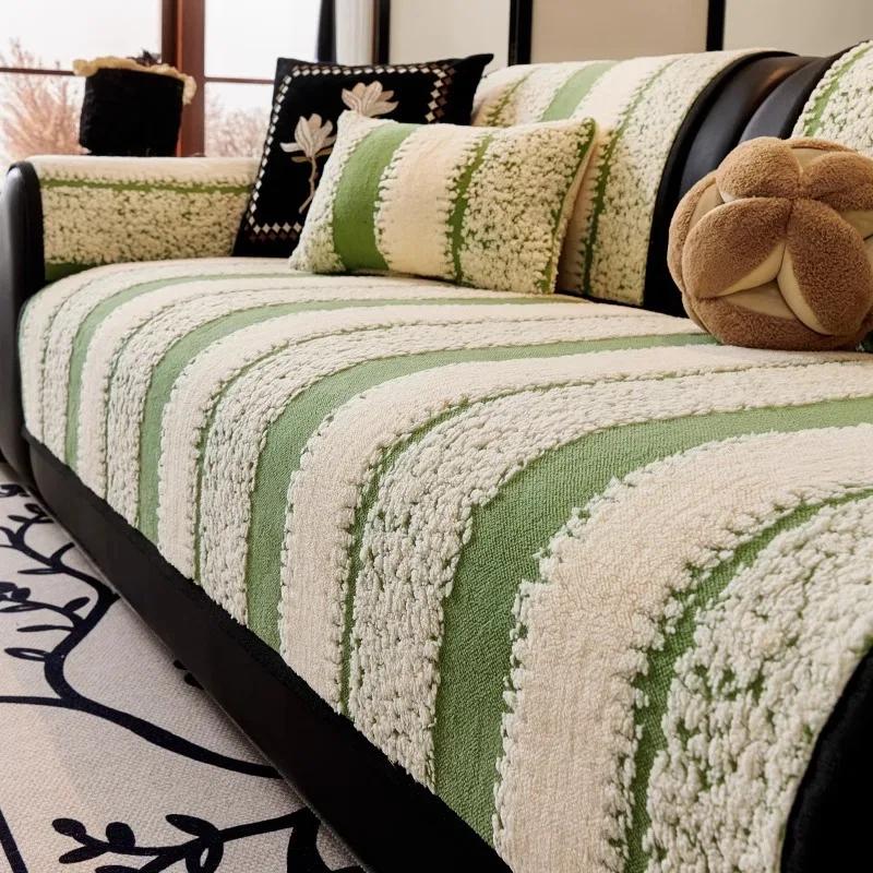 New Lamb Wool Plush Sofa Coushion Cover Anti-Slip Sofa Slipcovers Autumn and Winter High-end Plush Couch Cushion Seat Covers