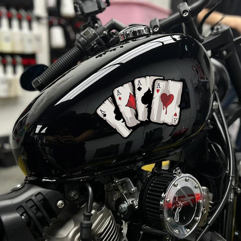 Motorcycle Poker Spades A Pattern Decals Motocross Fuel Tank Cafe Racer Body Car Windows Funny Decoration Playing Card Stickers