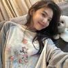 In Stock: Women's Korean Terry Loop Minnie Print Raglan Long Sleeve Casual T-shirt for Autumn 2025