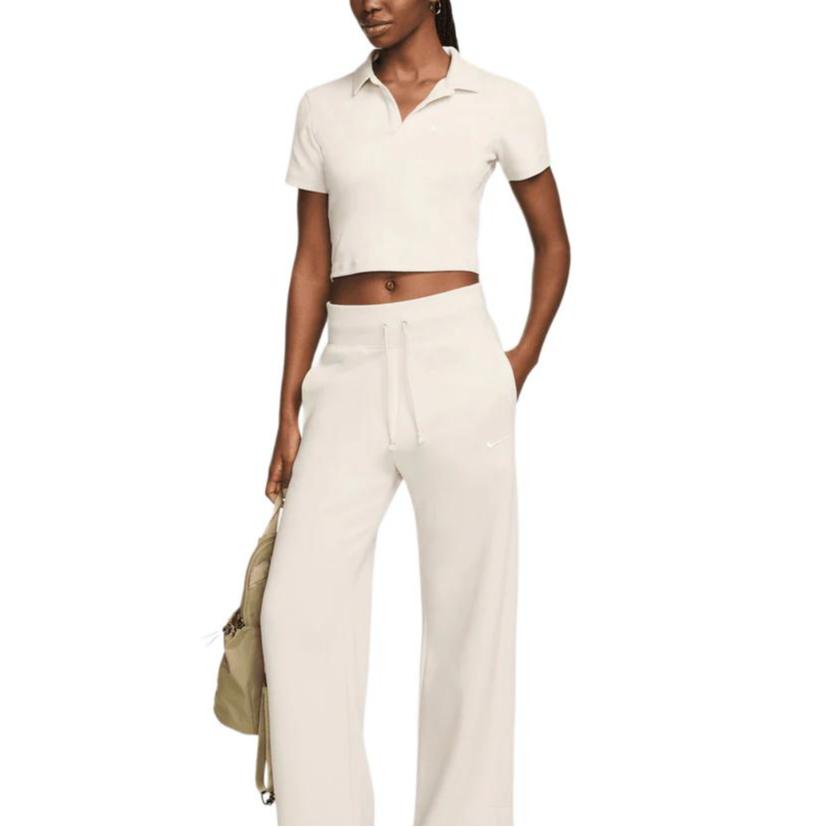 Nike Solid Color Slim Fit Short Sleeve Polo Shirt Women Tops White DV7884-104