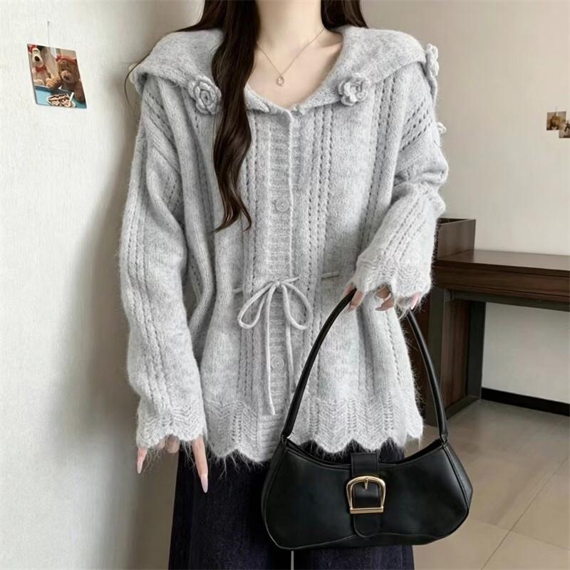 La Chapelle Women's Sailor Collar Knit Cardigan