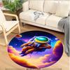 Astronaut Space Clouds Round Rug Flannel Sci Fi Fantasy Floor Mat Kids Bedroom Decor 39in Soft Non Toxic Washable Carpet for
