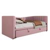 Daybed, 90 X 200 Cm (180 X 200 Cm) Upholstered Bed with Trundle Bed, Sofa Bed, Single Bed, Double Bed (Without Mattress), Velvet, Pink