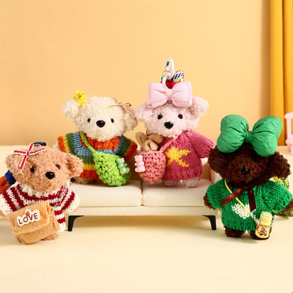 Fluffy Crochet Sweater Dog Keychain PP Cotton Puppy Stuffed Doll Keyring  Home Decor