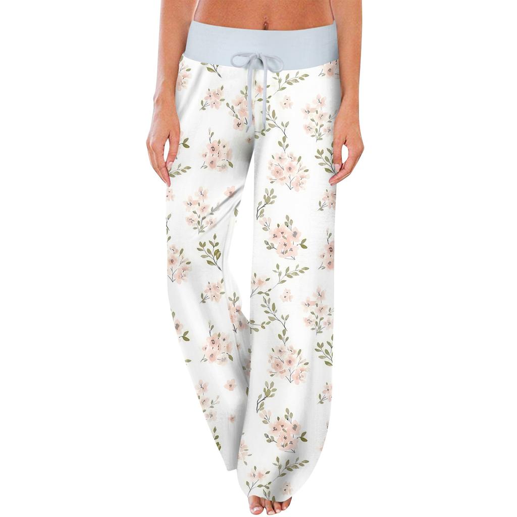 Women's Casual Sports Pants Vintage Printed Pajama Pants With Pockets
