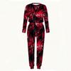 Ladies Long Sleeve Round Neck Blouse And Straight Leg Long Pants Two Piece Soft Daily Wear Set