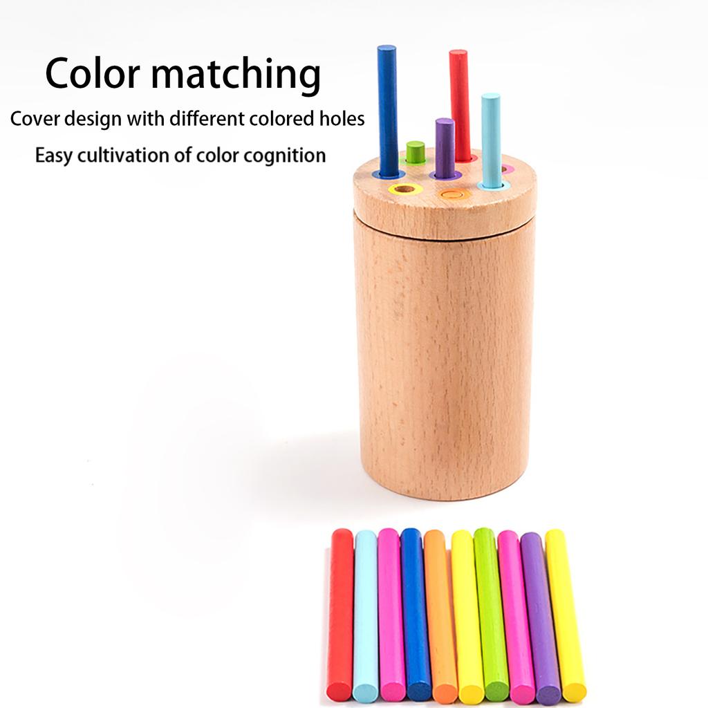 Children'S Color Classification Tube, 3-6 Years Old, Color And Shape Recognition Pairing, Wooden Toys
