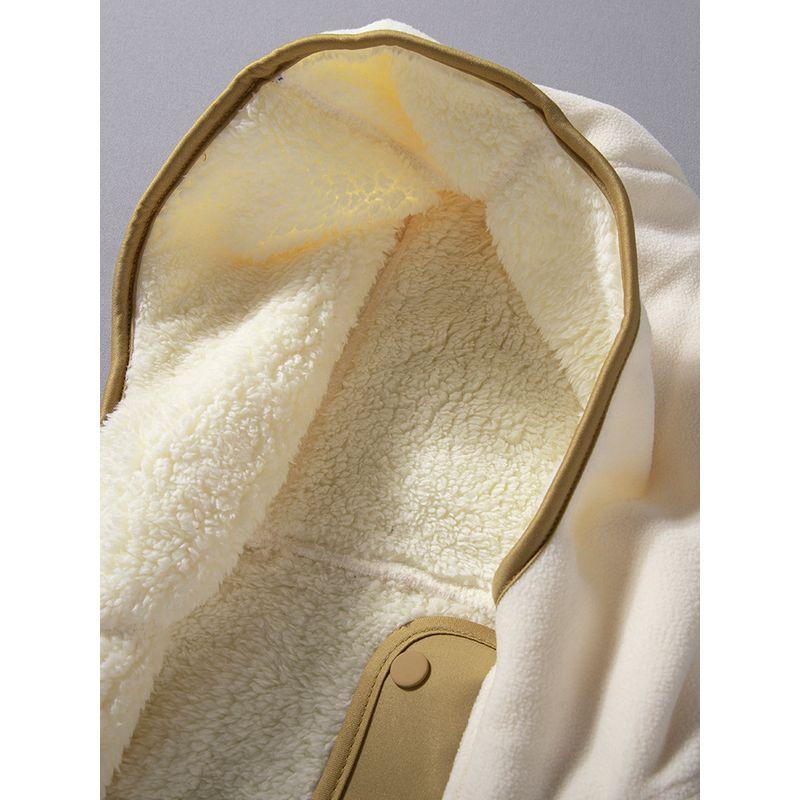 Fleece Jacket for Men, Autumn and Winter 2024 New Style, Contrasting Color Stitching, Casual Hooded Cotton Coat, Fleece-Lined, Thickened, Warm Jacket