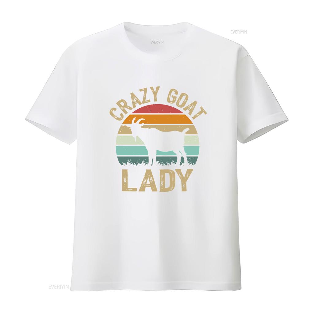 Crazy Goat Lady T Shirt Lover Funny Animal Cotton for Farm Enthusiast Mom vintage Washed Breathable Slightly Soft graphic