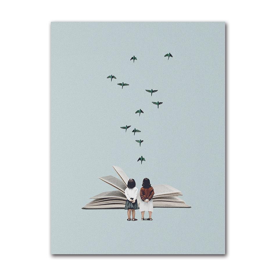 Retro Simple Interesting Abstract Illustration Patterns Interact with People Poster Canvas Painting Wall Art Pictures Home Decor